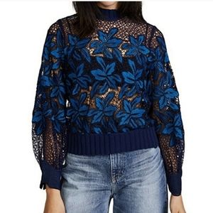 SEA New York - Sleeve Mosaic Lace Sweatshirt - M